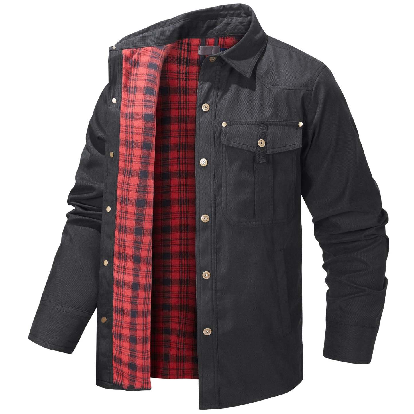 Men's Lapel Plaid Flannel Vintage Casual Outer Jacket-VibeCloset