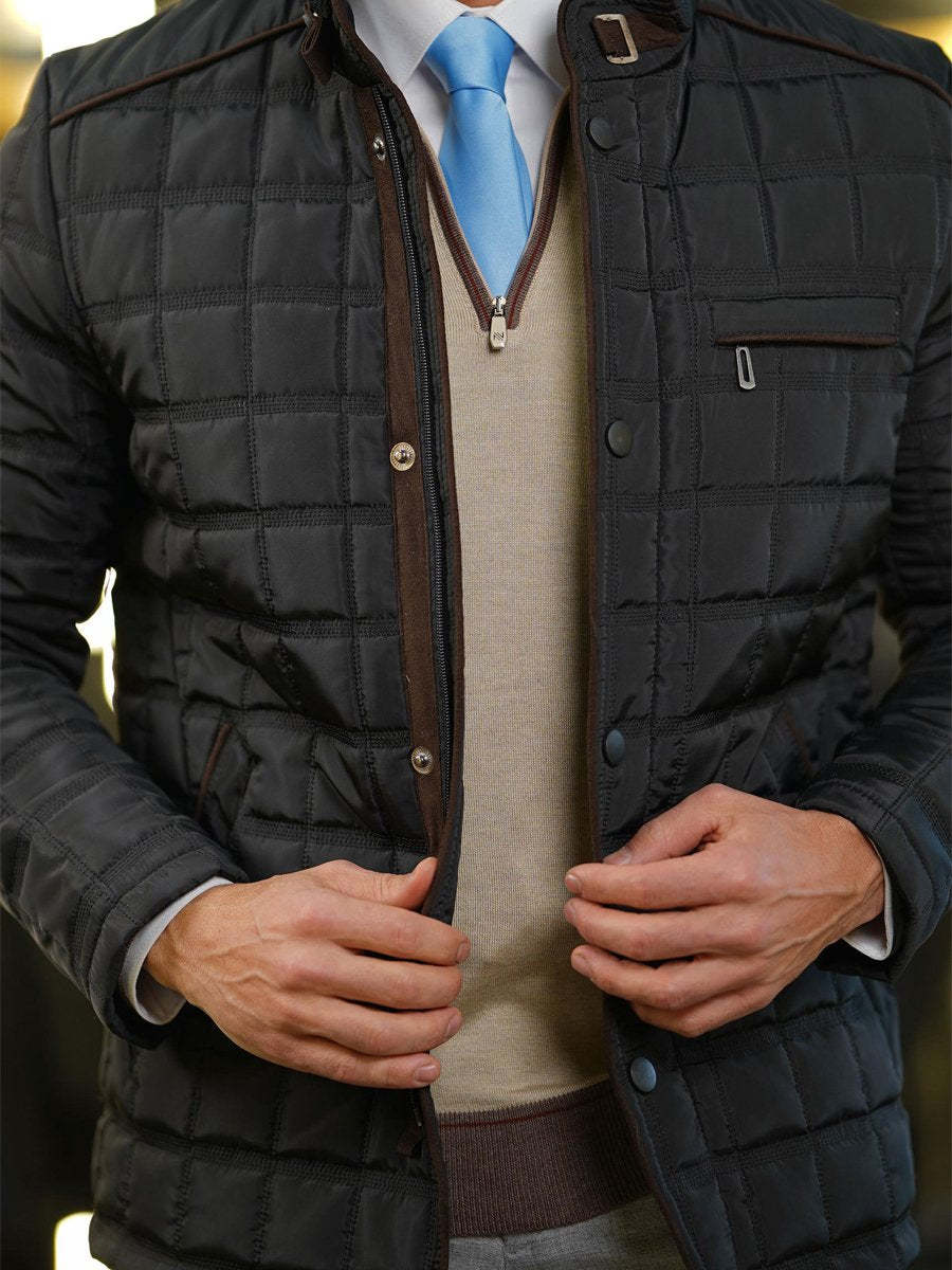 Men's Square Plaid Cotton-padded Jacket-VibeCloset