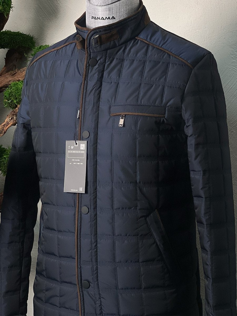 Men's Square Plaid Cotton-padded Jacket-VibeCloset