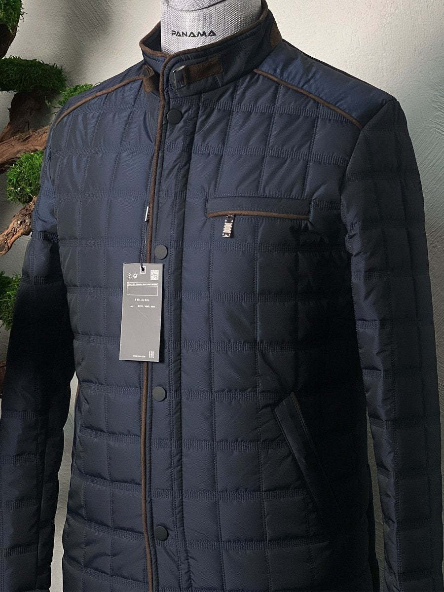 Men's Square Plaid Cotton-padded Jacket-VibeCloset