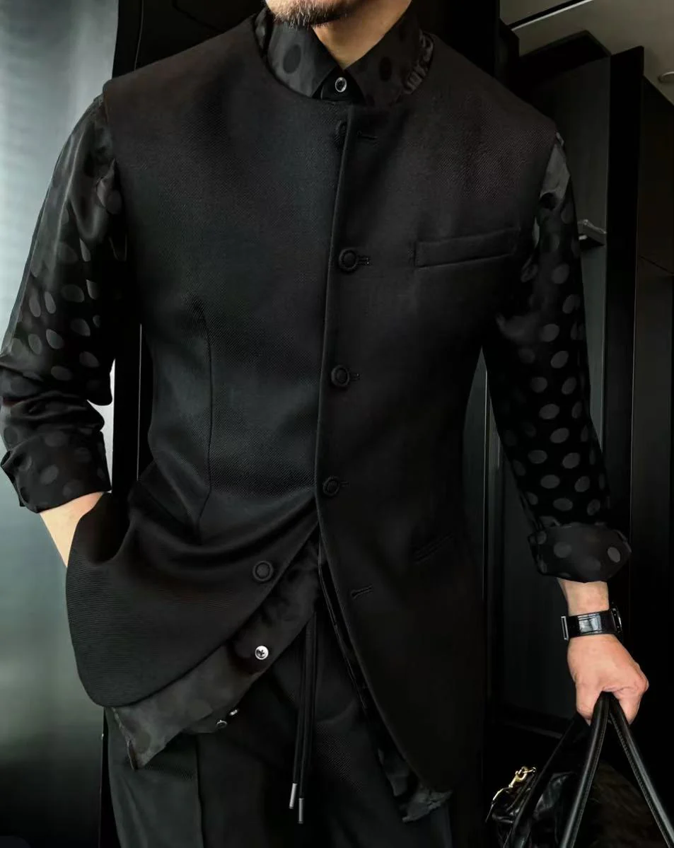 🔥50% off-Crew neck sleeveless wool twill jacket