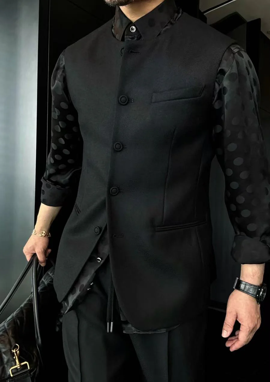 🔥50% off-Crew neck sleeveless wool twill jacket