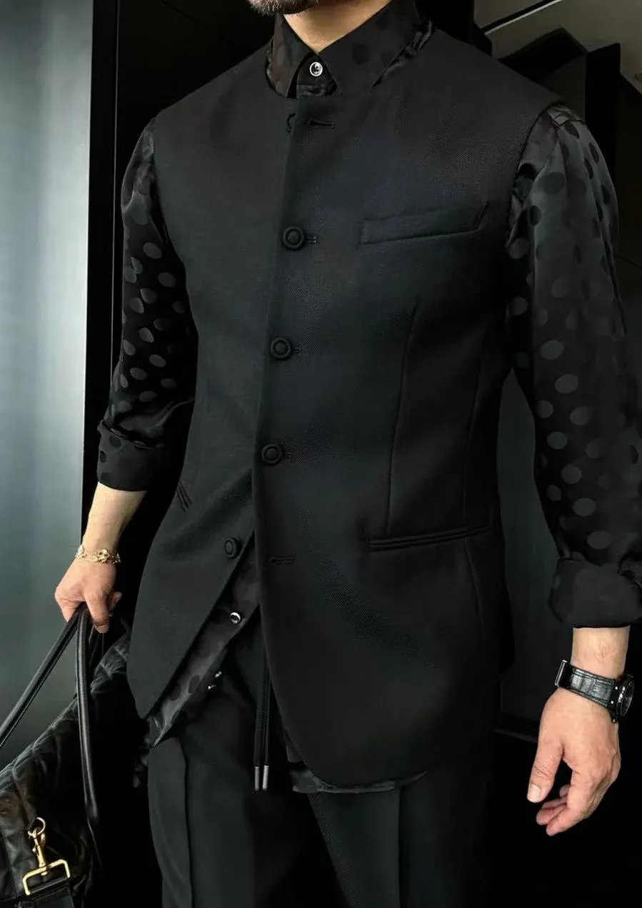 🔥50% off-Crew neck sleeveless wool twill jacket