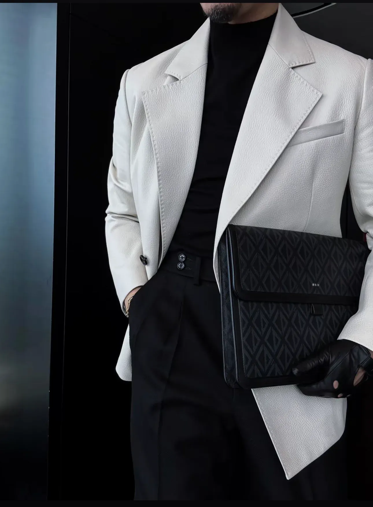 🔥50% off-Single-breasted lapel sheepskin leather suit jacket