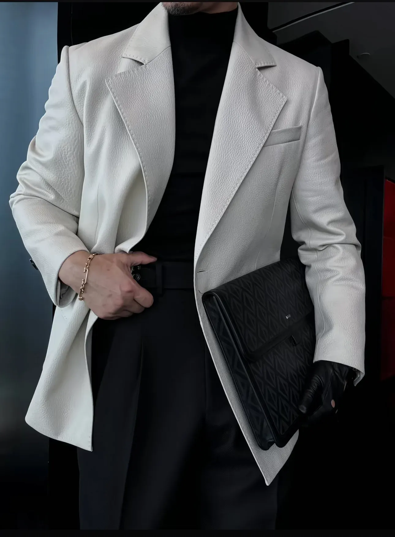 🔥50% off-Single-breasted lapel sheepskin leather suit jacket