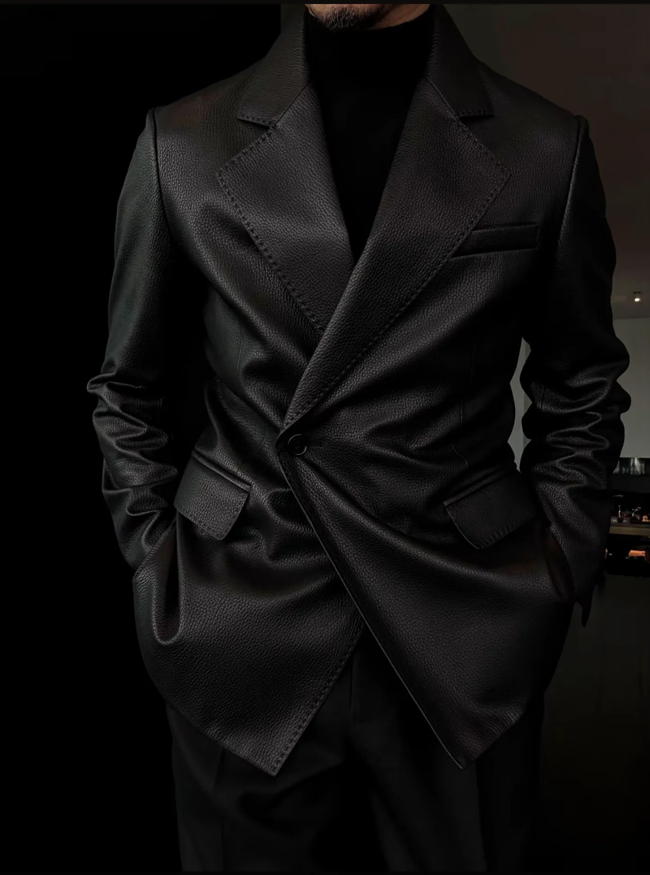 🔥50% off-Single-breasted lapel sheepskin leather suit jacket