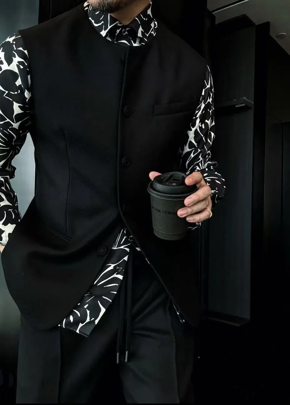 🔥50% off-Crew neck sleeveless wool twill jacket