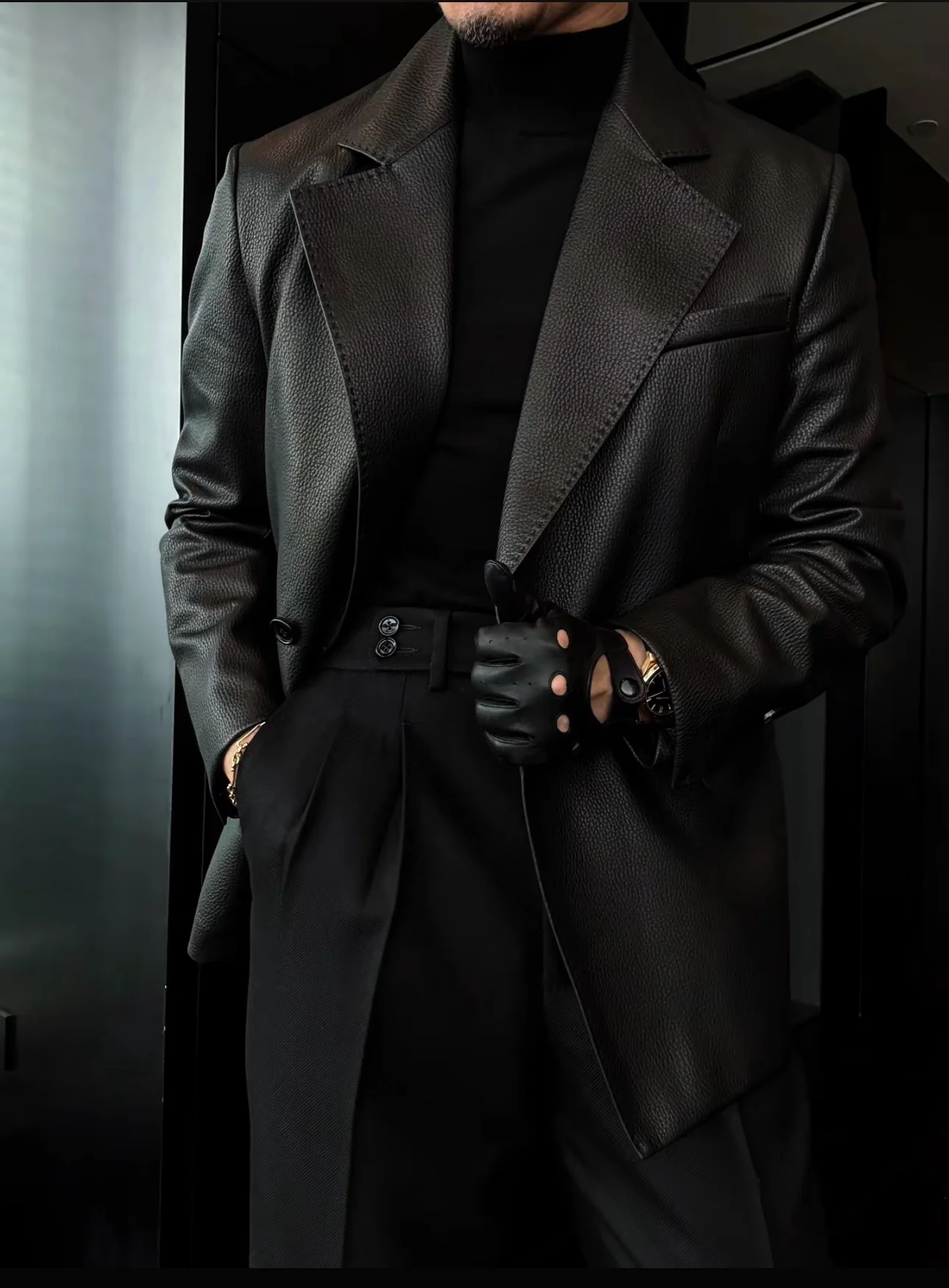 🔥50% off-Single-breasted lapel sheepskin leather suit jacket