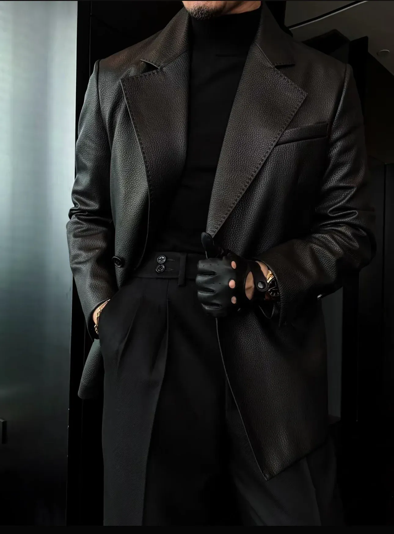 🔥50% off-Single-breasted lapel sheepskin leather suit jacket