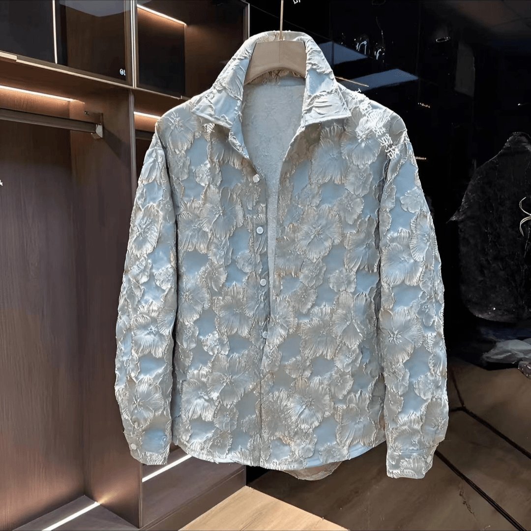 Trendy 3D Embroidered Carved Men's Shirt Jacket-VibeCloset