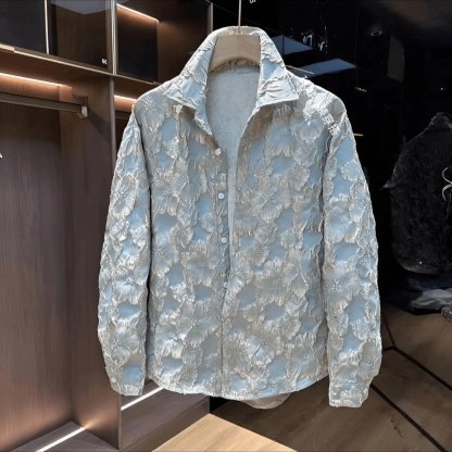 Trendy 3D Embroidered Carved Men's Shirt Jacket-VibeCloset