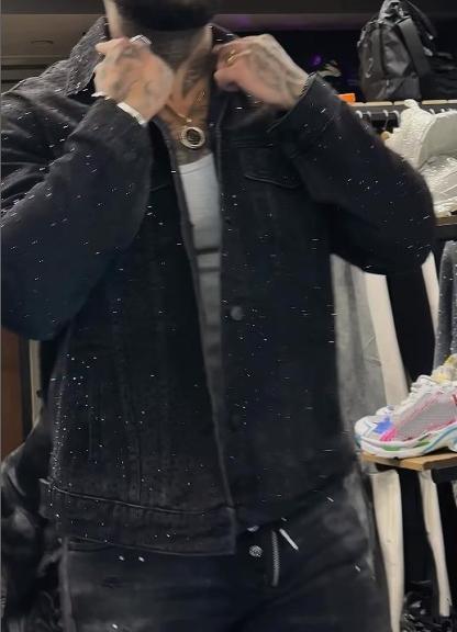 Dazzle Rhinestone Denim Jacket-VibeCloset