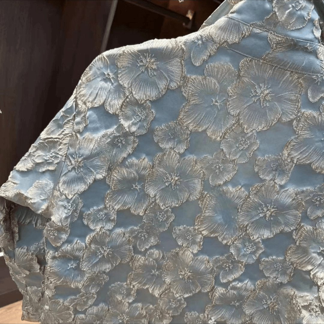 Trendy 3D Embroidered Carved Men's Shirt Jacket-VibeCloset