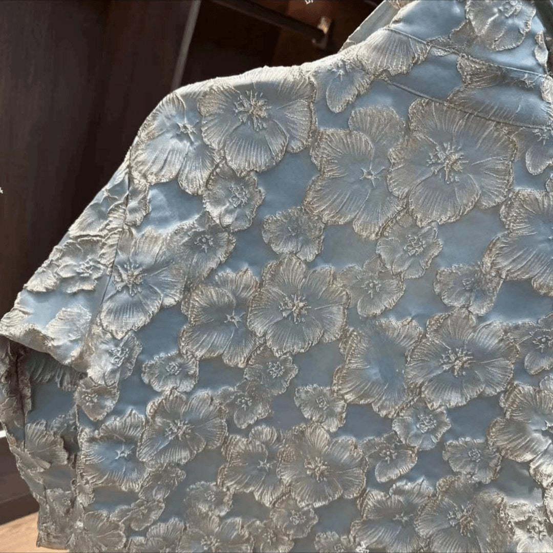 Trendy 3D Embroidered Carved Men's Shirt Jacket-VibeCloset