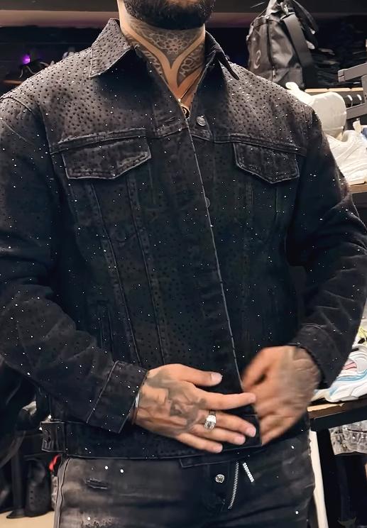 Dazzle Rhinestone Denim Jacket-VibeCloset