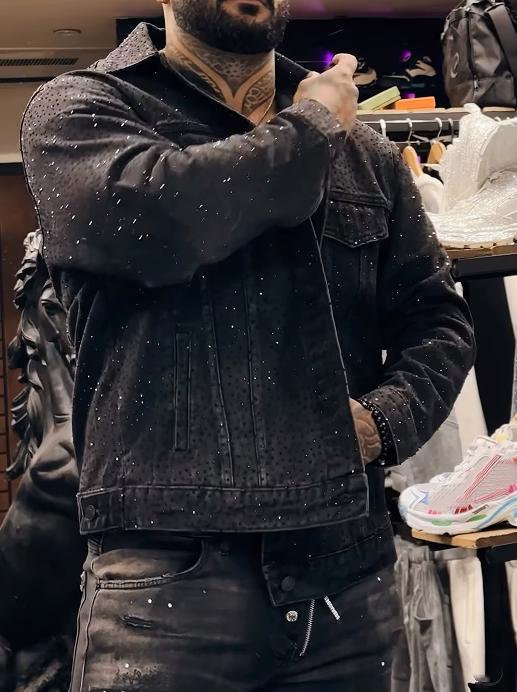 Dazzle Rhinestone Denim Jacket-VibeCloset