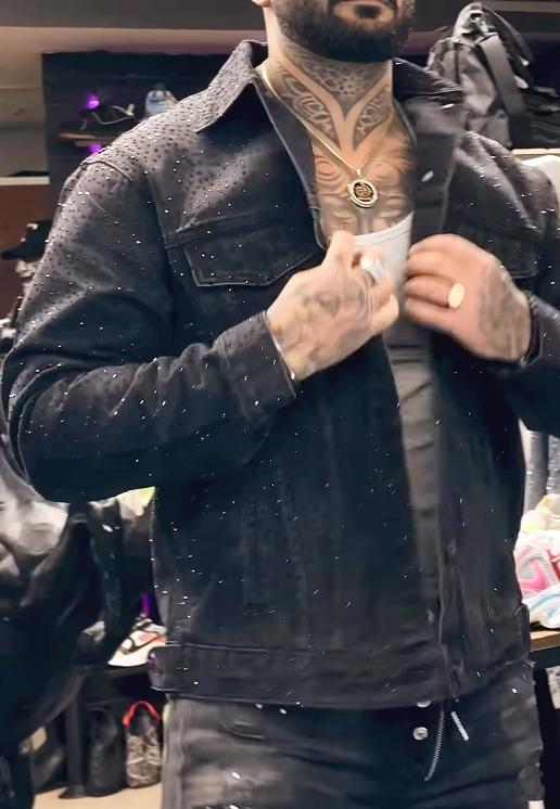 Dazzle Rhinestone Denim Jacket-VibeCloset