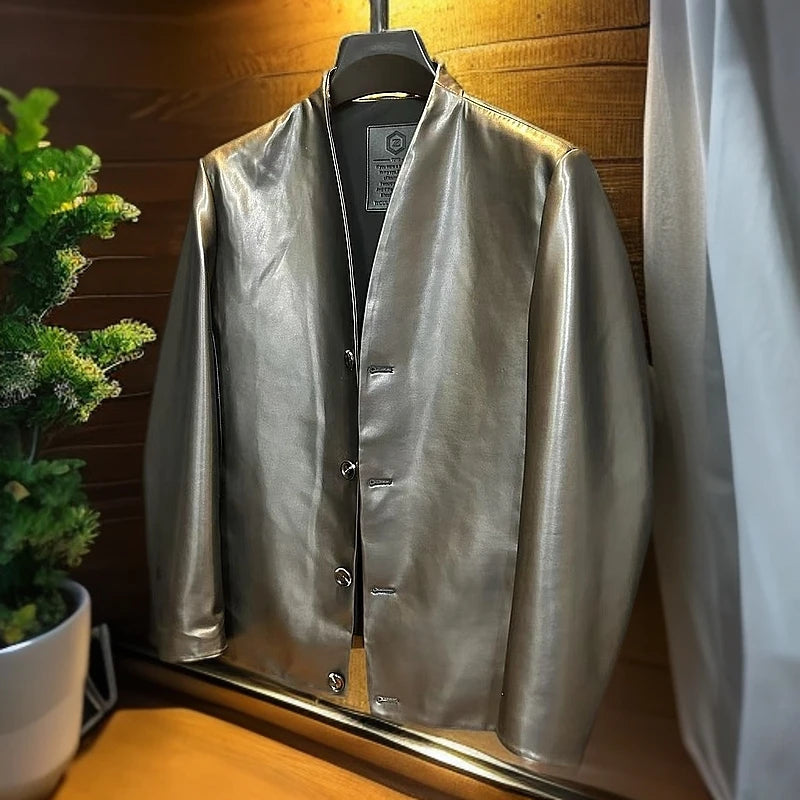 Men's New Collarless Coat Jacket-VibeCloset