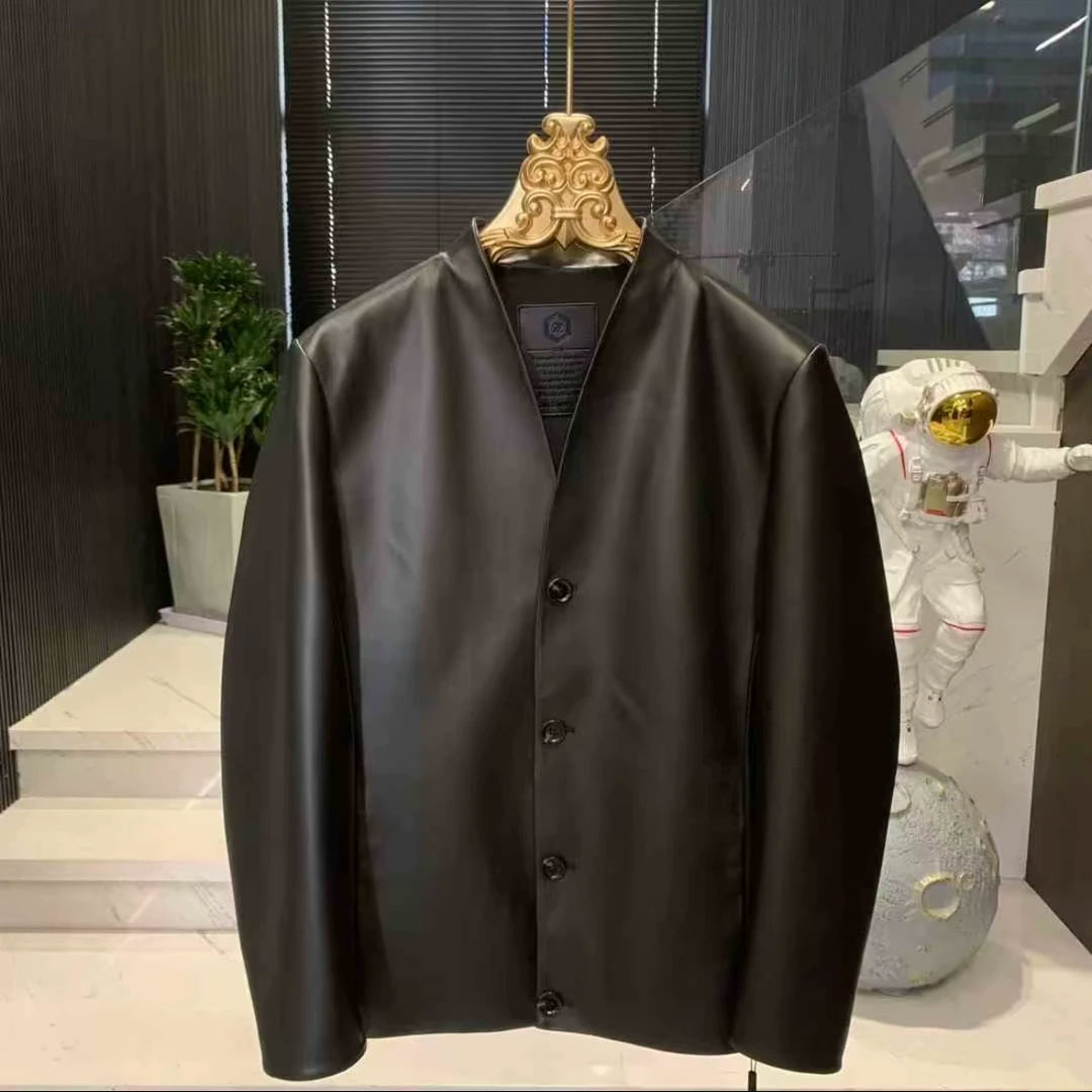 Men's New Collarless Coat Jacket-VibeCloset