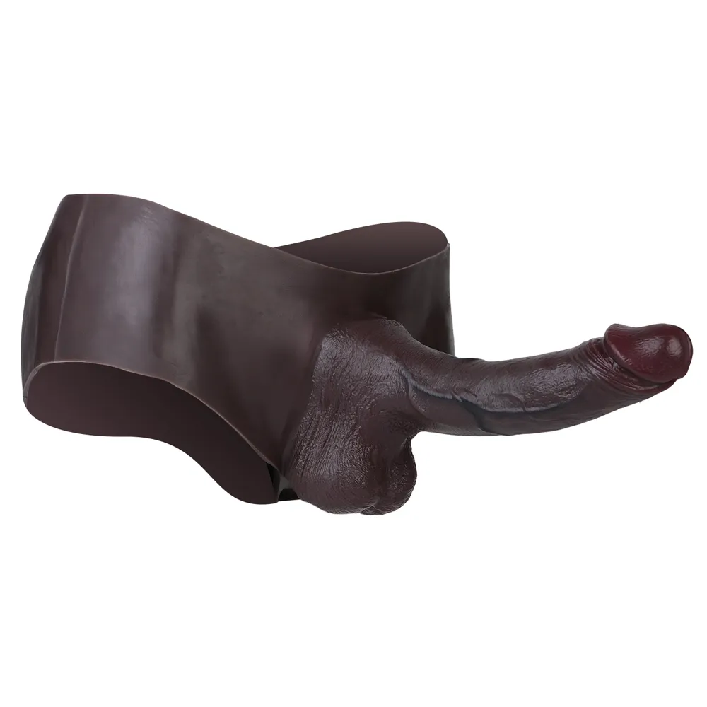 Kim 9.84” x 1.85” Wearable Black Huge Realistic Cock Sleeve