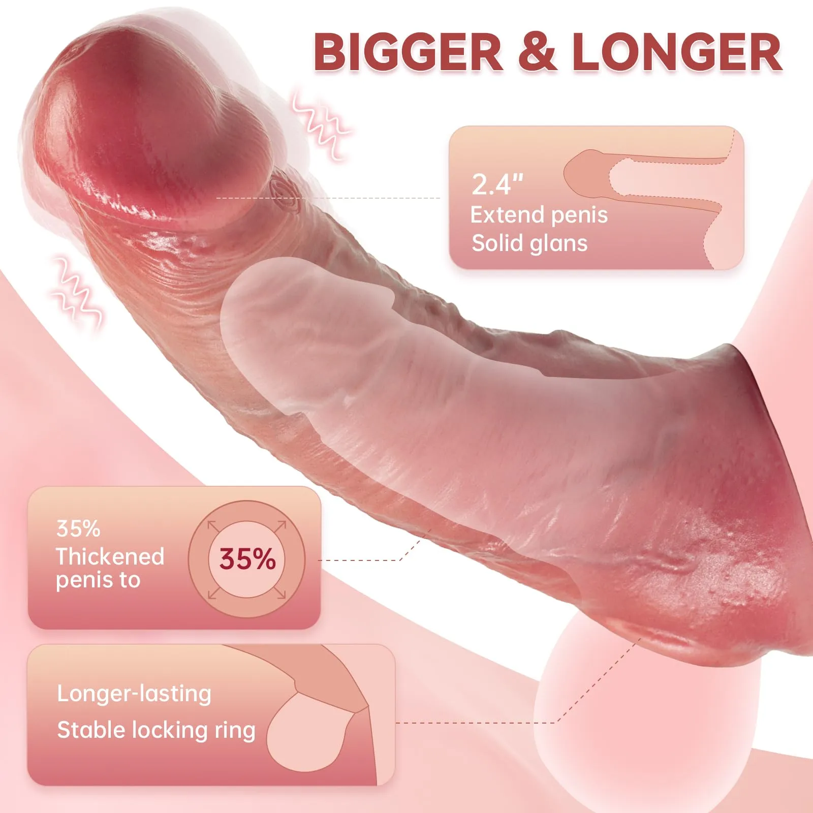 Dalton 8.42"×2.08" Realistic Soft Vibrating Penis Sleeve