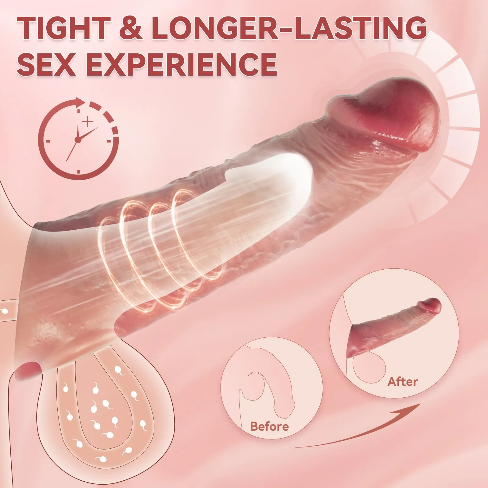 Dalton 8.42"×2.08" Realistic Soft Vibrating Penis Sleeve