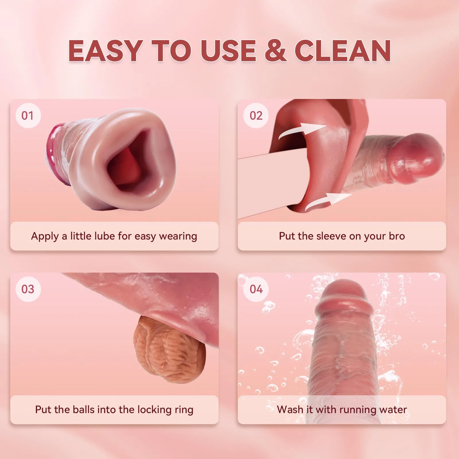 Dalton 8.42"×2.08" Realistic Soft Vibrating Penis Sleeve