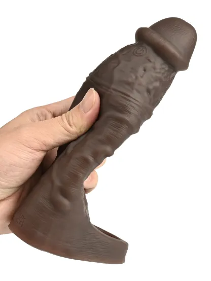 Alan 7.7” x 1.96” Vibrating Realistic Black Cock Sleeve