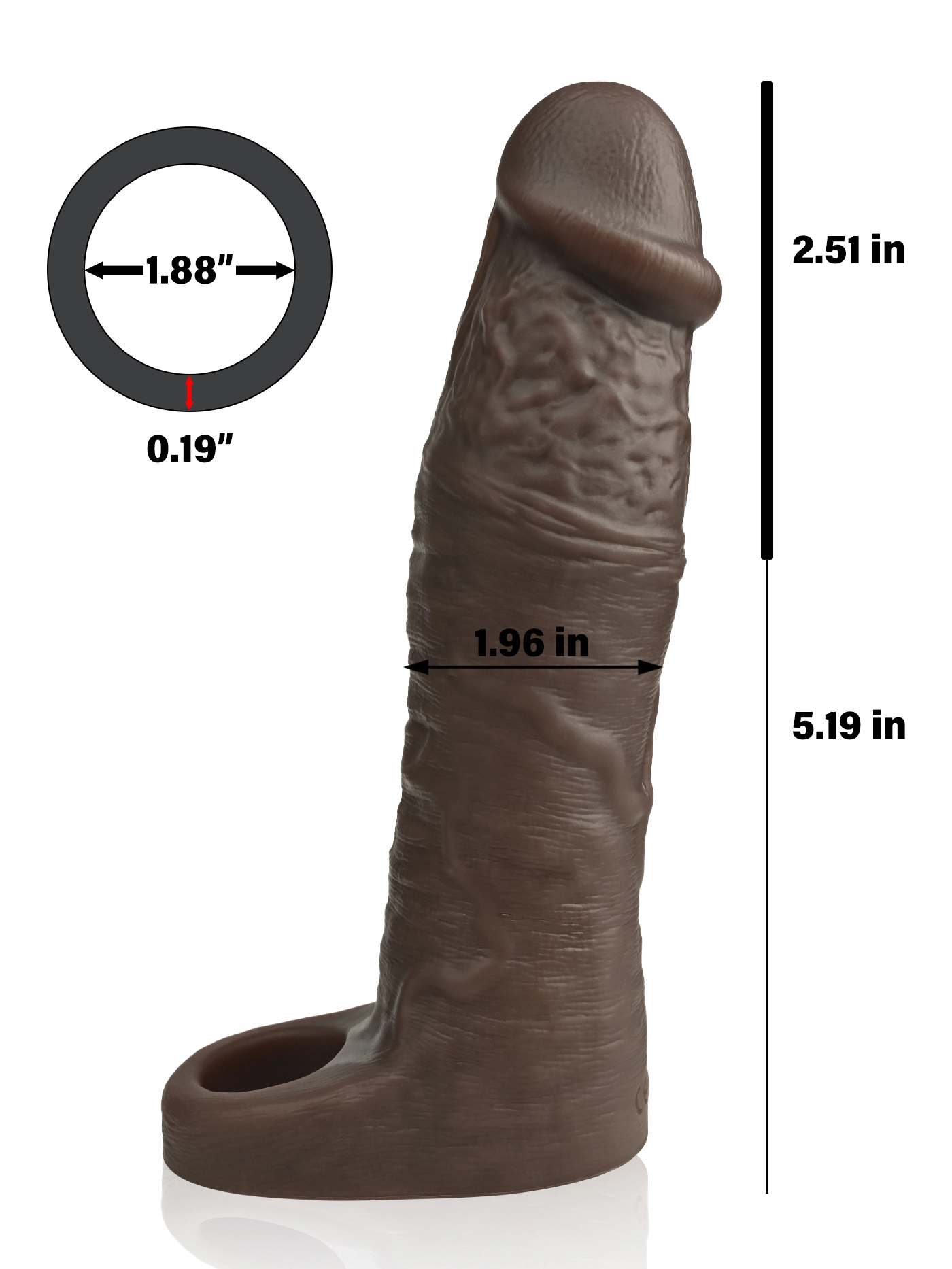 Alan 7.7” x 1.96” Vibrating Realistic Black Cock Sleeve