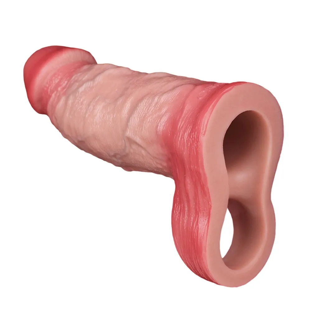 6.37"×1.92"Thick Realistic Soft Silicone Penis Sleeve Extender