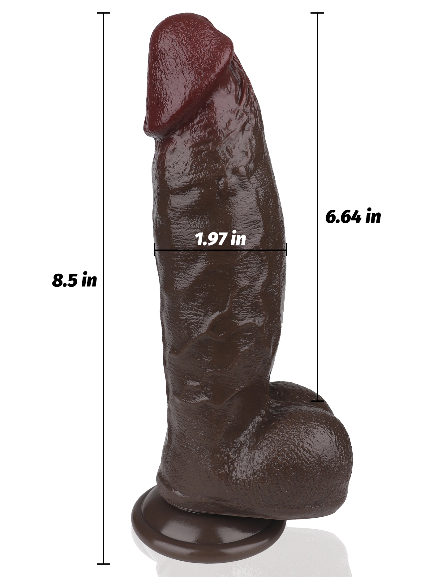 Tucke 8.55" x 1.97" Realistic Soft Thick Black Fat Dildo