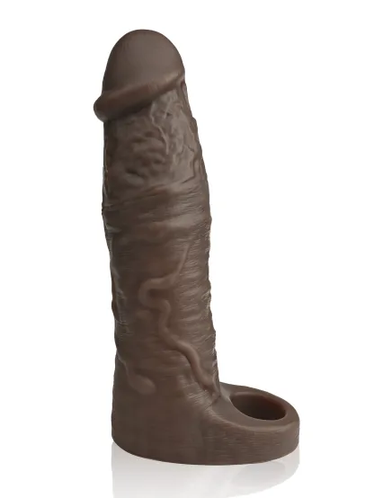 Alan 7.7” x 1.96” Vibrating Realistic Black Cock Sleeve