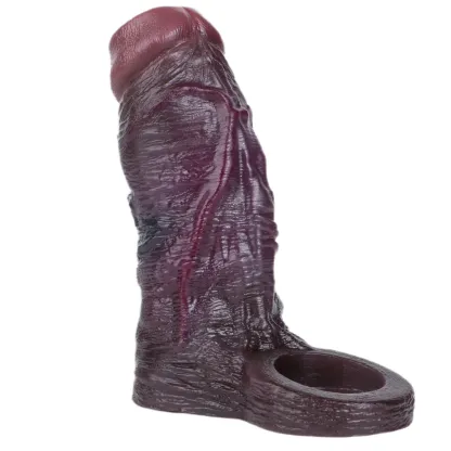 Colin 6.5” x 1..85” Realistic Soft Black Silicone Cock Girth Sleeve(S-XL)