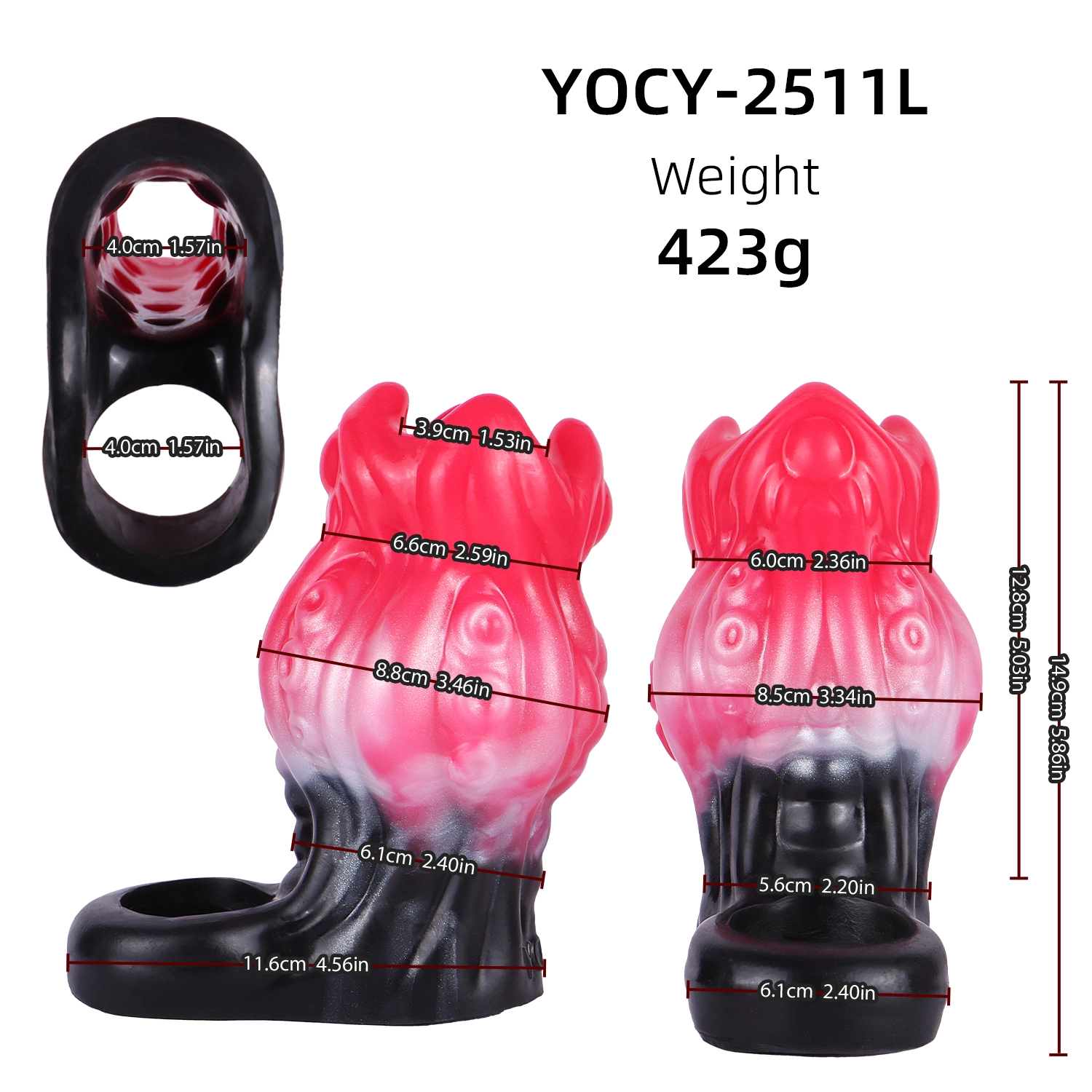 Loti 5.86" x 3.34" Enchanting Red Fantasy Cock Girth Sleeve