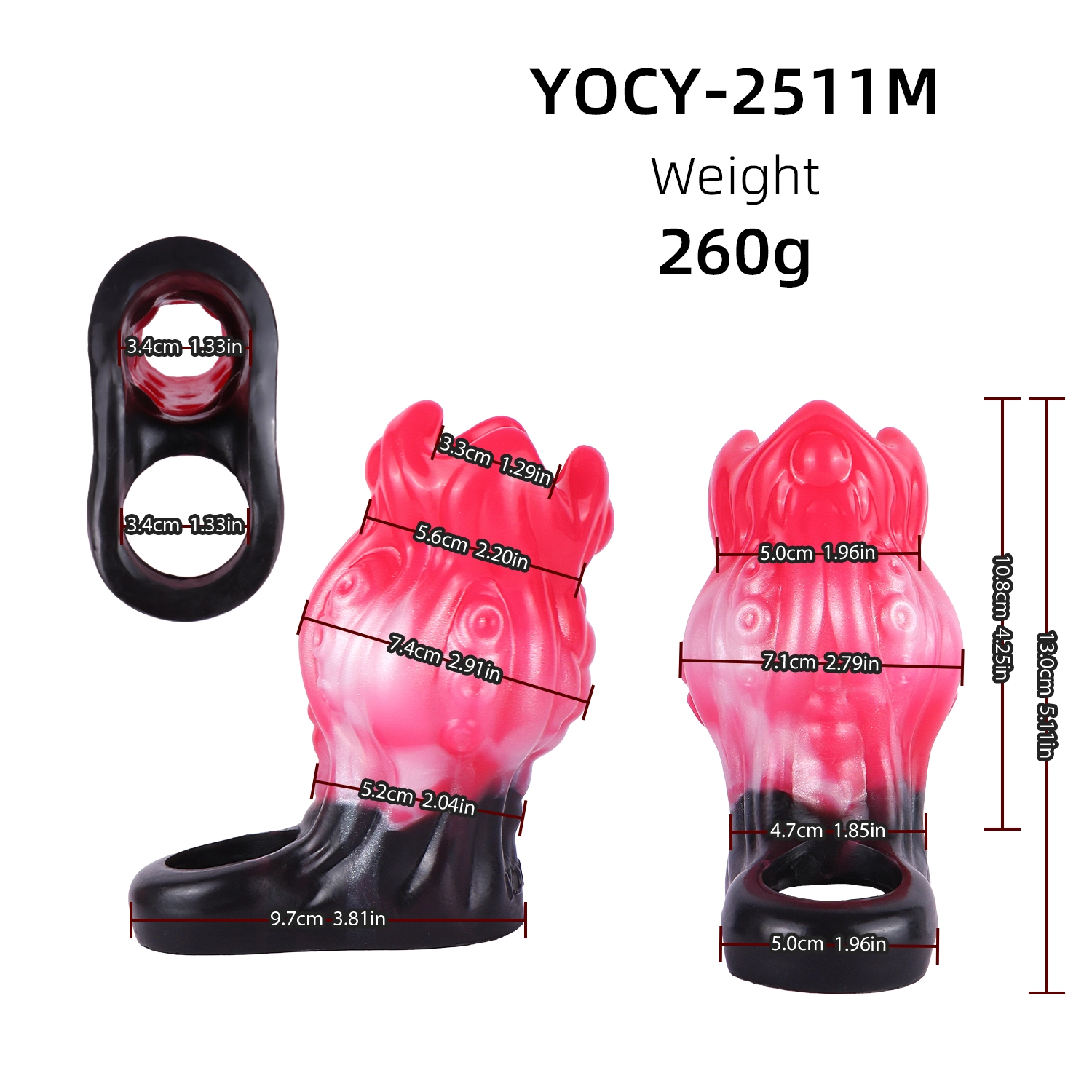 Loti 5.86" x 3.34" Enchanting Red Fantasy Cock Girth Sleeve