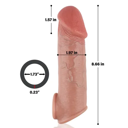 Zac 8.66” x 1.97” Big Glans Most Realistic Pennis Extender Sleeve