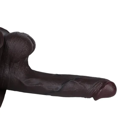 Kim 9.84” x 1.85” Wearable Black Huge Realistic Cock Sleeve