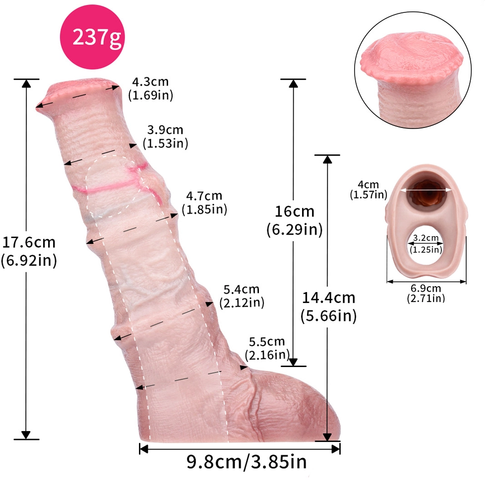 6.92" x 1.85" Flesh Horse Fantasy Soft Penis Sleeve