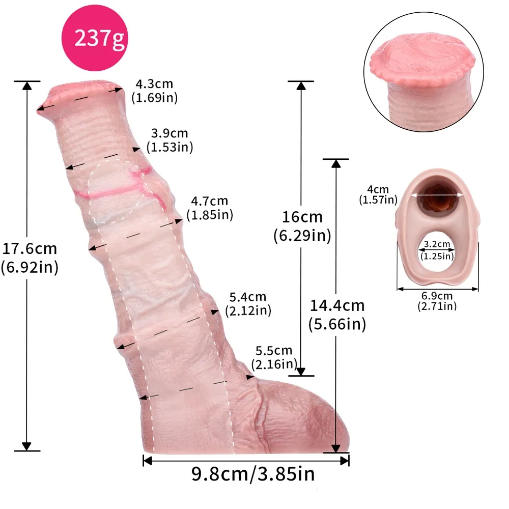 6.92" x 1.85" Flesh Horse Fantasy Soft Penis Sleeve