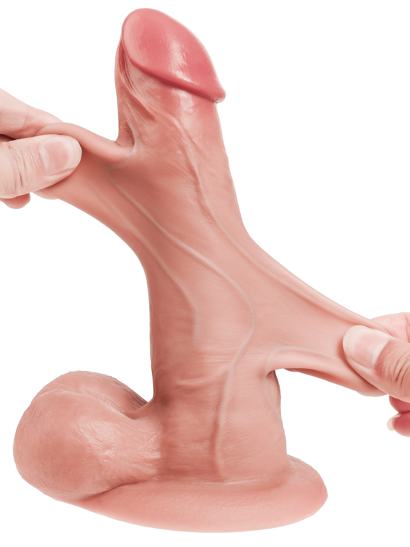 realistic dildo with movable foreskin