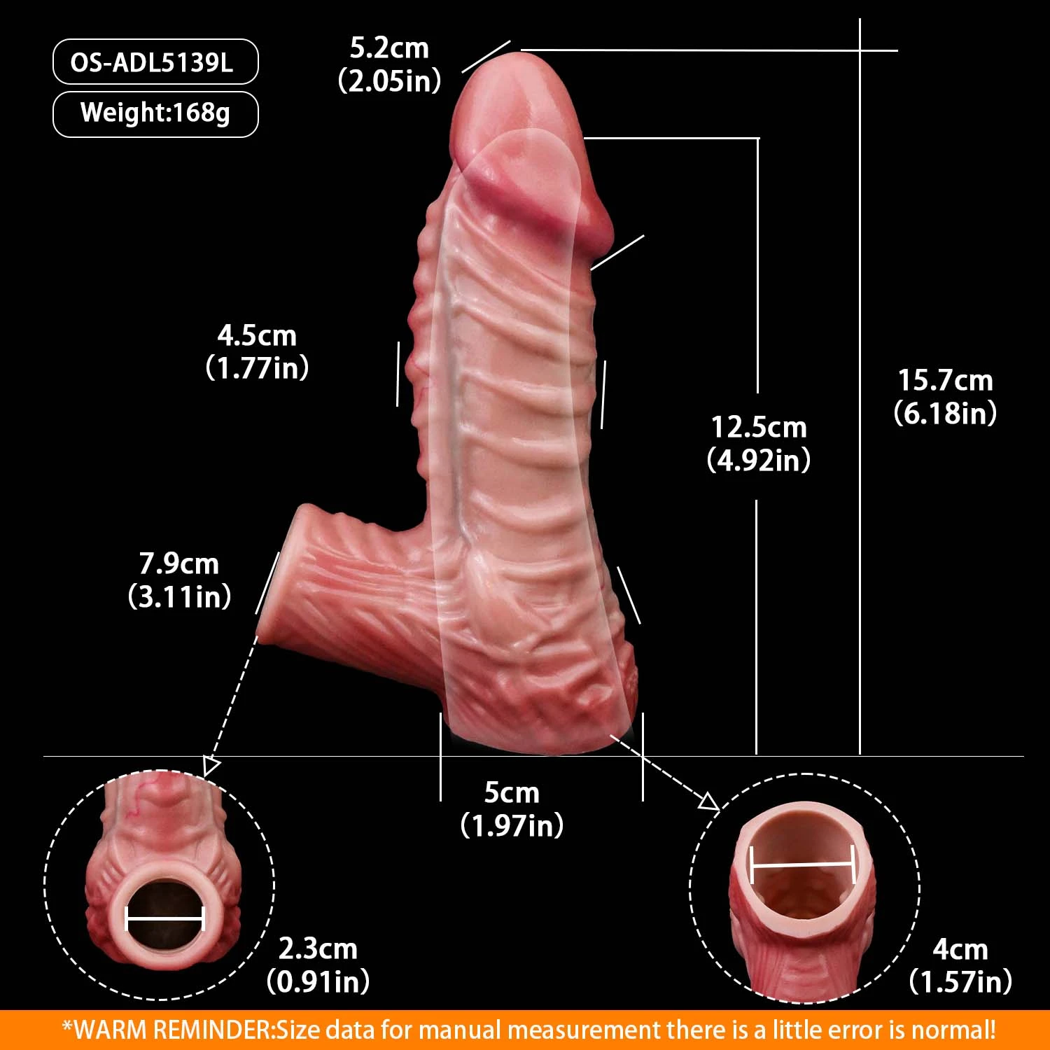 Wilder‌ 6.18"×1.77" Realistic Raised Texture Cock Sleeve