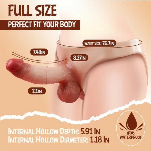 Marcel 7.5" x 2.1" Strap on Hollow Dildo Silicone Wearable Cock Sleeve