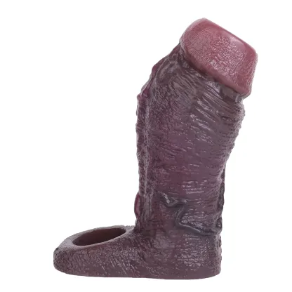 Jaelen 5.51” x 1.81” Liquid Silicone Realistic Black Penis Girth Sleeve(S,M,L)