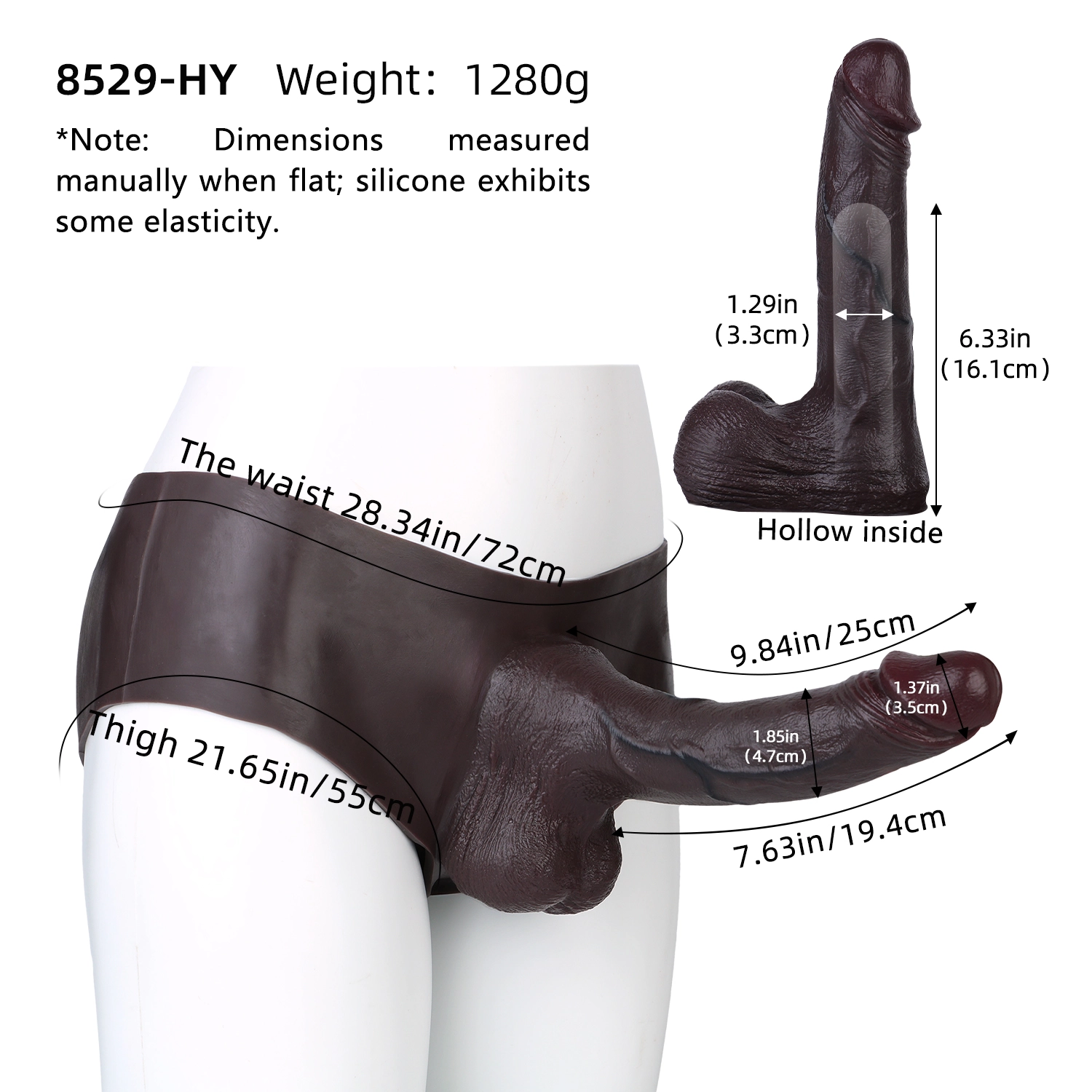 Kim 9.84” x 1.85” Wearable Black Huge Realistic Cock Sleeve