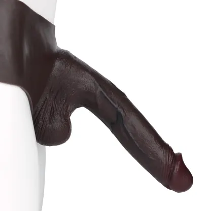 Kim 9.84” x 1.85” Wearable Black Huge Realistic Cock Sleeve