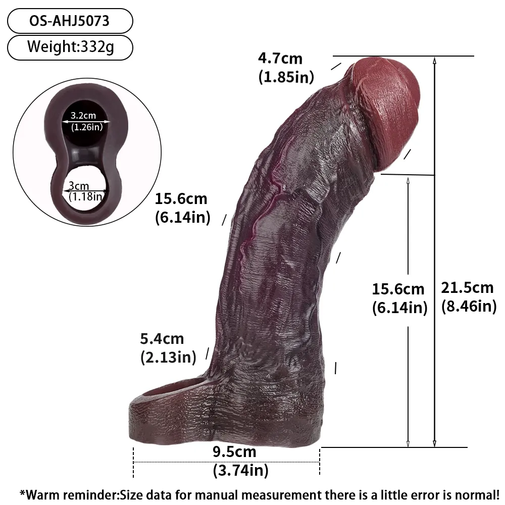 8.27"×2.36" Soft Thick Silicone Large Penis Sleeve