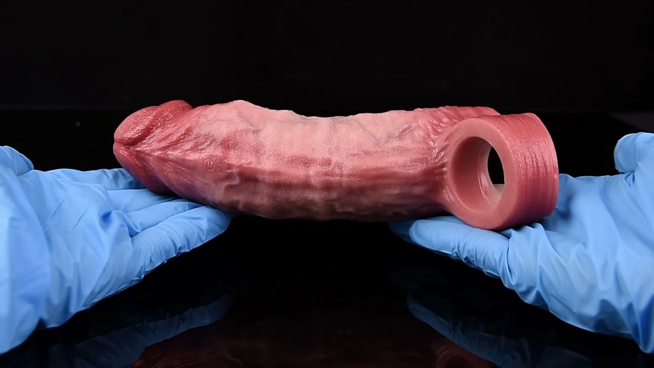 6.57"×1.93"Enlarged and thickened realistic vibrating penis sleeve girth enlargement sleeve