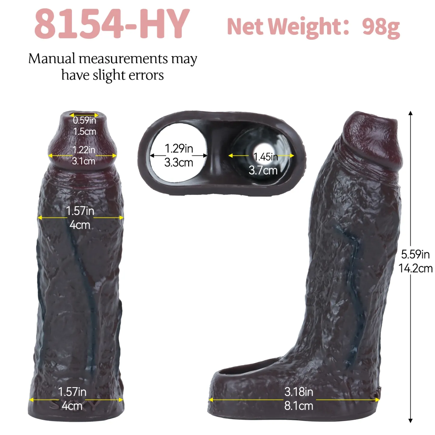  Brody 5.59” x 1.57” Silicone Black Penis Girth Sleeve