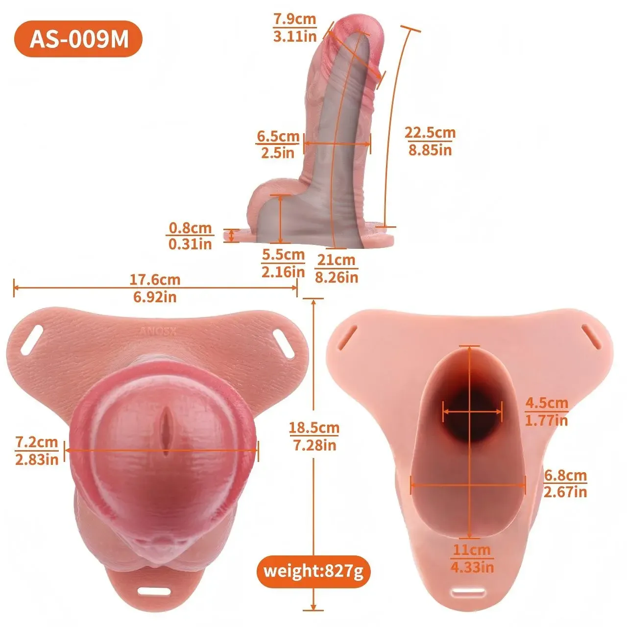 Archer 8.85” x 2.56” Wearable Cock Sleeve For ED Extender S/M Size