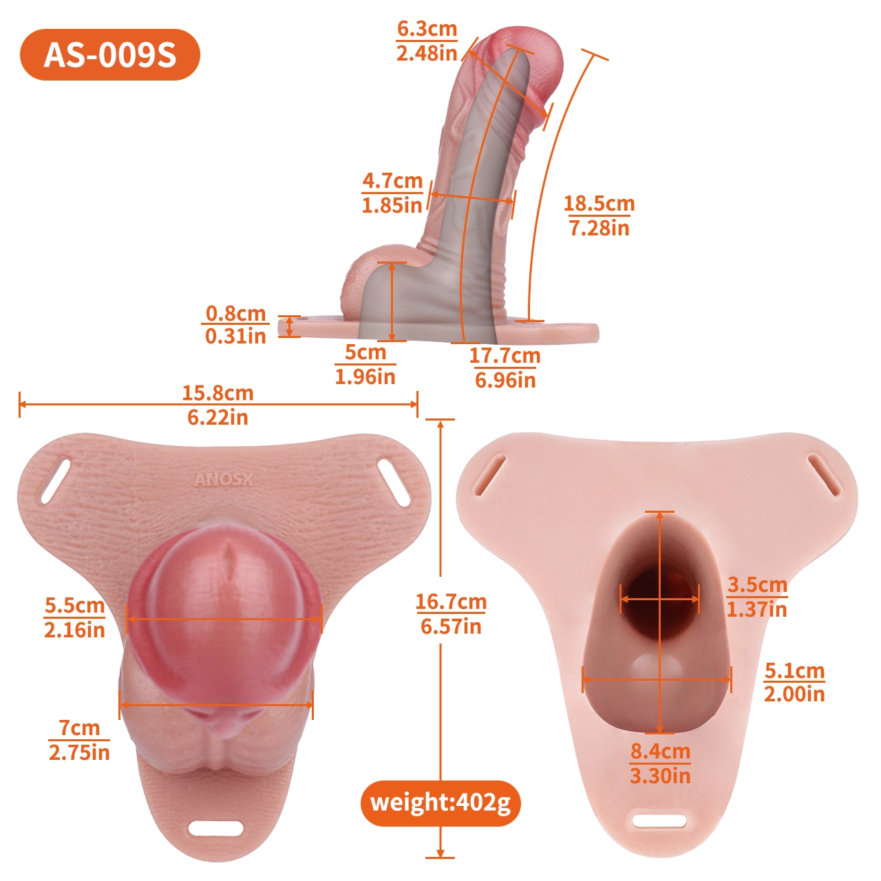 Archer 8.85” x 2.56” Wearable Cock Sleeve For ED Extender S/M Size